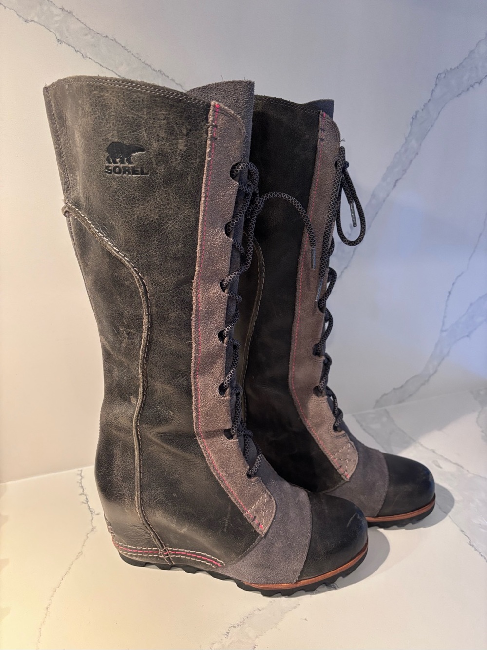 Sorel Women's Gray/Black Leather & Suede Cate the Great Boots